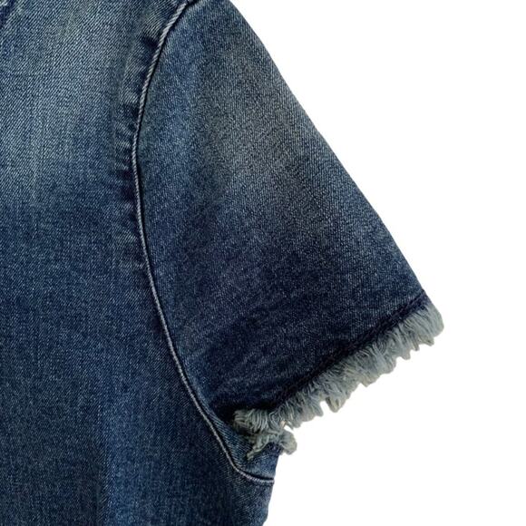 Nanette Women's Sz M Indigo Jean Embordered Dress Fringe Hem NWT - Picture 3 of 12